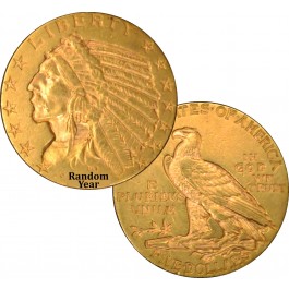 Random Year (1908 - 1929) $5 Indian Head  Half Eagle Gold XF 