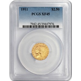 1911 $2.50 Indian Head Quarter Eagle Gold PCGS XF45 Circulated Coin