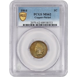 1864 1C Copper Nickel Indian Head Cent PCGS Secure Gold Shield MS62 Coin