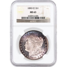 1890 CC Carson City $1 Morgan Silver Dollar NGC MS63 Key Date Coin Toned