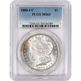 1880 CC Carson City $1 Morgan Silver Dollar PCGS MS63 Uncirculated Key Date Coin