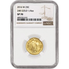 2016 W 25C 100th Anniversary 24K Gold 1/4 oz Standing Liberty Quarter NGC SP70