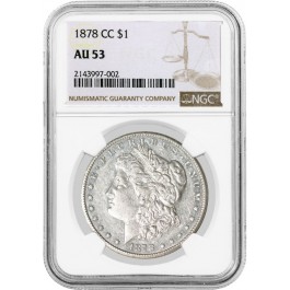 1878 CC Carson City $1 Morgan Silver Dollar NGC AU53 Key Date Coin #002