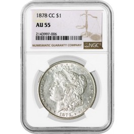 1878 CC Carson City $1 Morgan Silver Dollar NGC AU55 Key Date Coin #006