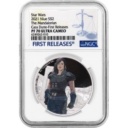2021 $2 Niue Proof Star Wars Cara Dune Colorized 1 oz .999 Silver NGC PF70 UC FR