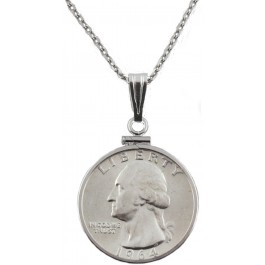 Uncirculated Washington Quarter Sterling Silver Necklace (Random Year)