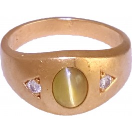 2ct Sharp Cats Eye Chrysoberyl Diamond 14k Gold Ring 8