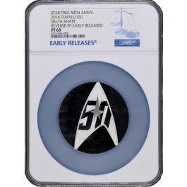 2016 $1 Tuvalu Star Trek 50th Anniversary Delta 1 oz .999 Fine Silver NGC PF69 ER