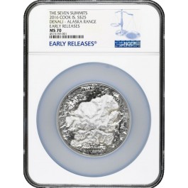 2016 $25 Cook Island The Seven Summits Denali 5 oz .999 Silver NGC MS70 ER
