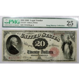 Series Of 1880 $20 Legal Tender United States Star Note Fr#147* PMG VF25 