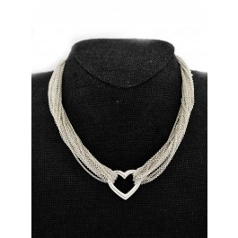 Vintage Tiffany & Co Sterling Silver Multi Strand Open Heart Toggle Necklace 16"