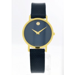 Movado Museum 31mm Gold Tone Black Dial Lizard Strap Quartz Watch 87 45 882