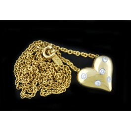 Tiffany & Co Etoile 18k Gold 950 Platinum Diamond 15mm Heart Necklace 18.5"