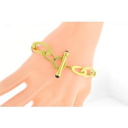 Roberto Coin Chic & Shine 18k Gold Flat Link Ruby Sapphire Toggle Bracelet 7.25"