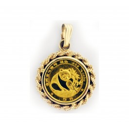 1988 1 20 oz .999 Chinese Gold Panda 14k Rope Bezel Pendant For Necklace Coin Exchange NY