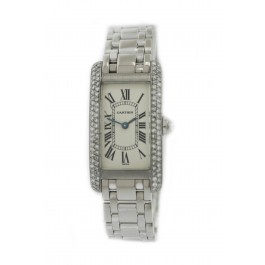 Cartier Tank Americaine 1713 34.8mm x 19mm 18k White Gold Diamond