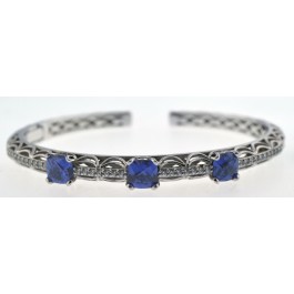 NEW Tacori IV Sterling Silver CZ Tanzanite Hinged Cuff Bracelet 6.5"