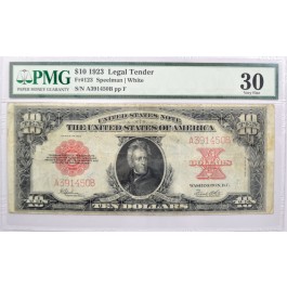 Series 1923 $10 Large Size Legal Tender Note Red Seal Poker Chip Fr#123 PMG VF30