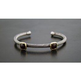 David Yurman Noblesse 4mm 18k Sterling Silver Garnet Double