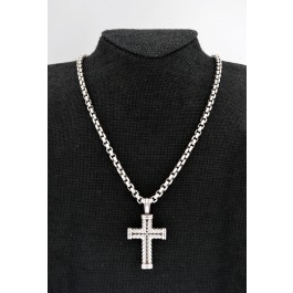 David Yurman Sterling Silver Chevron Cross Pendant 4.8mm Box Chain Necklace 26 Coin Exchange NY