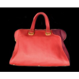 Fendi Chameleon Goatskin Leather Colorblock Cherry Bordeaux Ruby Large Tote Bag