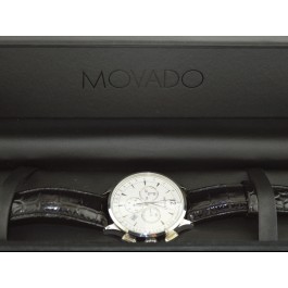 Movado Circa Chronograph 42mm Steel White Dial Quartz Watch 35.1.14.1184 W Box Coin Exchange NY