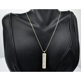 2001 Tiffany Co 1837 Sterling Silver Bar Pendant Snake Chain