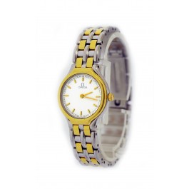 Omega De Ville Symbol 23mm 18k Gold Stainless Steel Quartz Watch 595.0101 WORKS