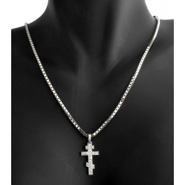 Links Of London 18k White Gold 0.21ct Diamond Tsar Cross Box Chain Necklace