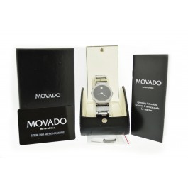 Movado Valor 34mm Tungsten Carbide Black Dial Quartz Watch 89.C6