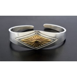 MM Rogers Jimmy Secatero Navajo 14k Gold Sterling Silver Vector Cuff Bracelet