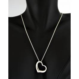 Tiffany & Co Elsa Peretti Sterling Silver 22mm Open Heart Pendant Necklace 16"