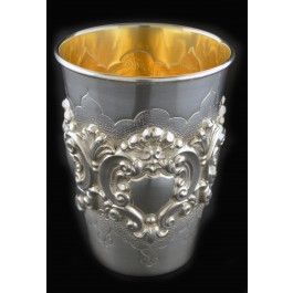 Vintage Topazio Portugal Sterling Silver Vermeil Repousse Kiddush Cup 3 5/8"