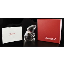 Baccarat Crystal Rabbit Hare Bunny Figurine Paper Weight Original Box 3"