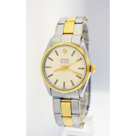 1967 Rolex Air King 5501 34mm Two Tone 14k Gold Stainless Steel Automatic Watch Coin Exchange NY