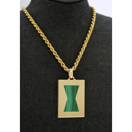 Vintage Cartier 18k Yellow Gold Malachite Amulet Pendant Rope