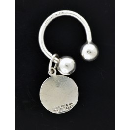 Vintage Tiffany & Co Sterling Silver Round Tag Charm Horseshoe Key Ring No Mono