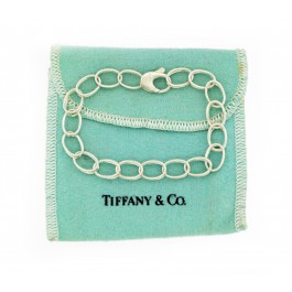 Vintage Tiffany & Co 925 Sterling Silver Double Oval Chain Link Bracelet 7.25"