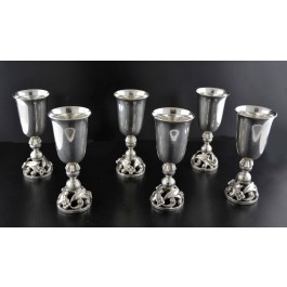 Set Of 6 International Co La Paglia 13925 Sterling Silver Floral Cordial Cups