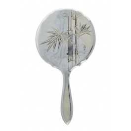 Art Nouveau K. Uyeda Japanese 950 Sterling Silver Small Vanity Hand Mirror