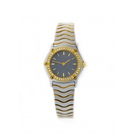 Ebel Classic Sportwave 24mm 18k Gold Steel Diamond Bezel Quartz Watch 1057902