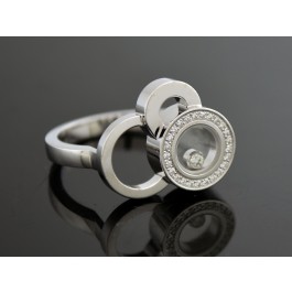 Chopard Happy Bubbles 18k White Gold Floating Diamond Ring Size 7 RETIRED