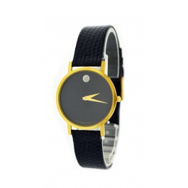 Movado Museum 31mm Gold Tone Steel Diamond Black Dial Quartz Watch 87-45-882
