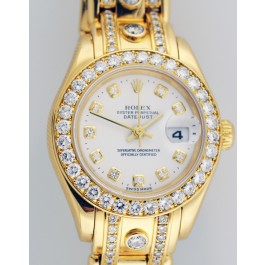 1999 Rolex Pearlmaster Datejust Ref 80298 29mm 18k Gold 7.82 tcw Diamond Watch