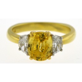 Martin Flyer 18k Gold Platinum Yellow Sapphire Diamond Engagement Ring Size 6.25