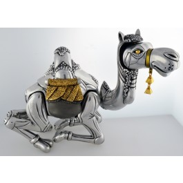 Frank Meisler Israel Articulated Sitting Camel Silver & Gold Plated Sculpture 