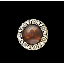 Vintage N.E. From Niels Erik Denmark 925 Sterling Silver Amber Flower Brooch Pin