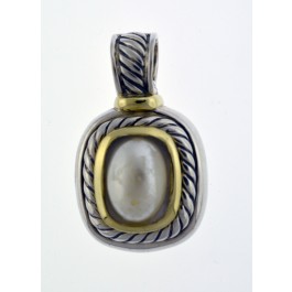 Vintage David Yurman Albion 14k Gold Sterling Silver Mabe Pearl Enhancer Pendant