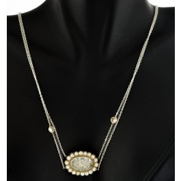 Barneys Renee Lewis 18k Gold 1.66 tcw Diamond Seed Pearl Shake Necklace 17.5"