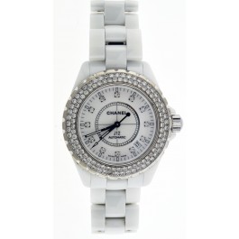 Chanel J12 38mm White Ceramic Diamond Bezel Dial Automatic Watch
